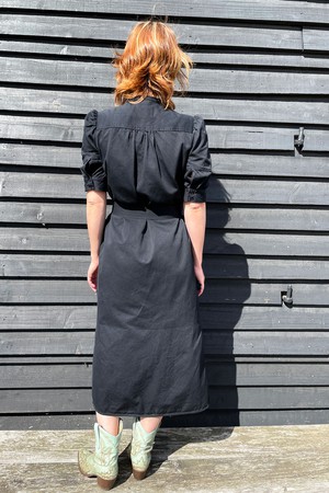 Rosa Puff Sleeve Shirtdress, Black Japanese Denim from Saywood.