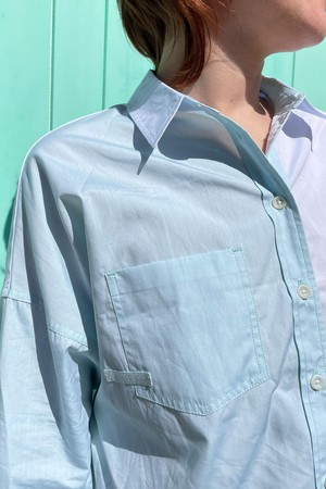 Lela Colourblock Shirt, Pastel Green/ Blue Cotton from Saywood.