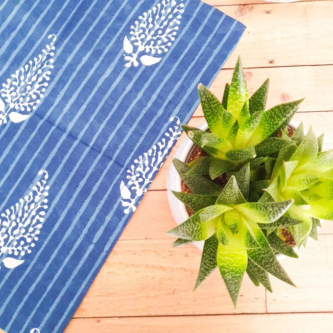 Indigo block-printed placemats set of 2, handmade table mats from Shakti.ism