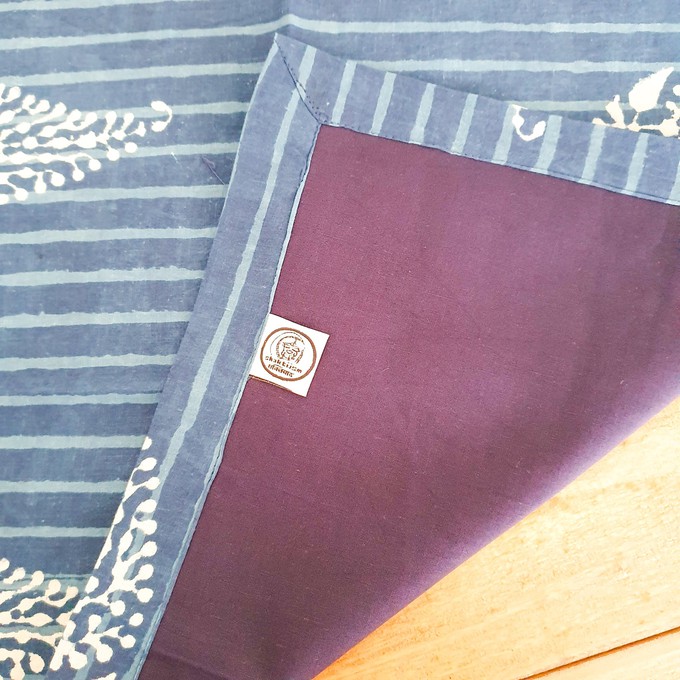 Indigo block-printed placemats set of 2, handmade table mats from Shakti.ism