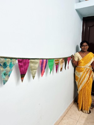 Upcycled sari flags, reusable sari bunting from Shakti.ism