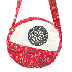 Round sari shoulder bag from Shakti.ism