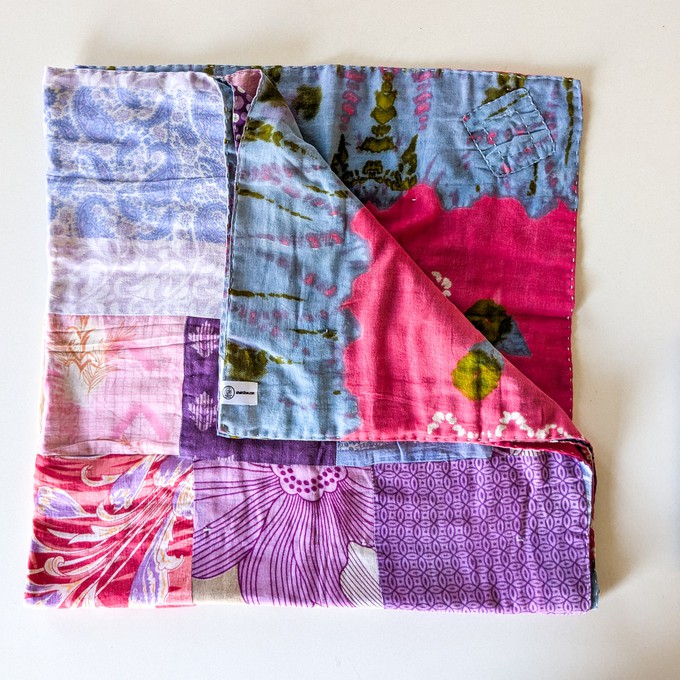 Reversible sari patchwork throw blanket from Shakti.ism