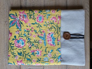 Handmade book/ e-reader sleeve with pocket, Nepali cotton from Shakti.ism