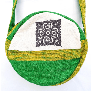 Round sari shoulder bag from Shakti.ism