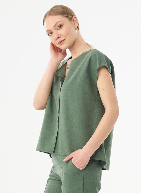 Muslin Top - Organic Cotton Bandeau Olive