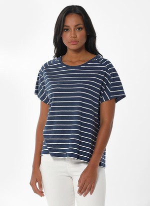 Striped T-Shirt Navy Off White from Shop Like You Give a Damn