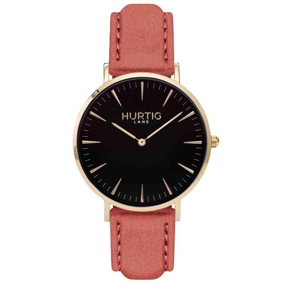 Hymnal Watch Vegan Suede Gold, Black & Coral from Shop Like You Give a Damn