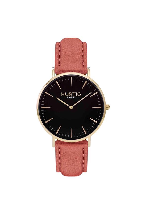 Hymnal Watch Vegan Suede Gold, Black & Coral from Shop Like You Give a Damn