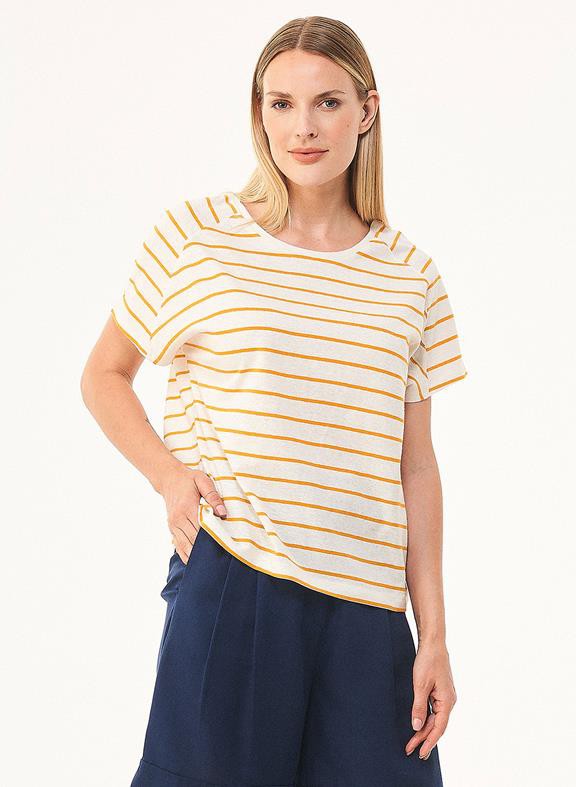 Striped T-Shirt White Orange from Shop Like You Give a Damn