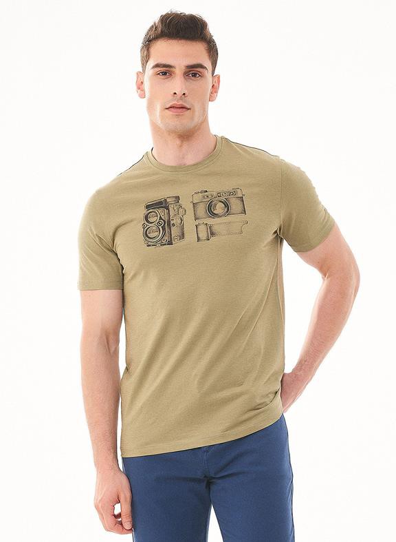 T-Shirt Camera Print Olive from Shop Like You Give a Damn