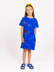 Blue Parrot T-shirt dress Kids via SNURK