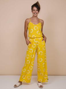 Smiles Yellow Strap Top and Wide Pants set Women via SNURK