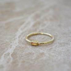 Citrine baguette Ring - Gold 14k via Solitude the Label