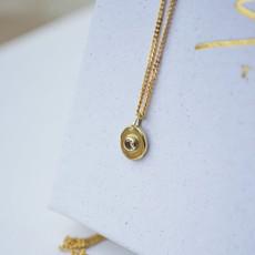 Diamond pebble Necklace - Gold 14k & Diamond via Solitude the Label