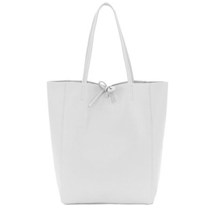 White Pebbled Leather Tote with Inner Pocket from Sostter