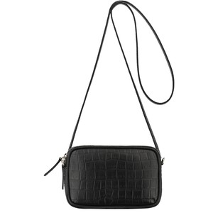 Black Croc Print Leather Crossbody Bag from Sostter