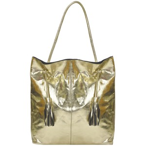 Gold Drawcord Metallic Leather Hobo Shoulder Bag from Sostter
