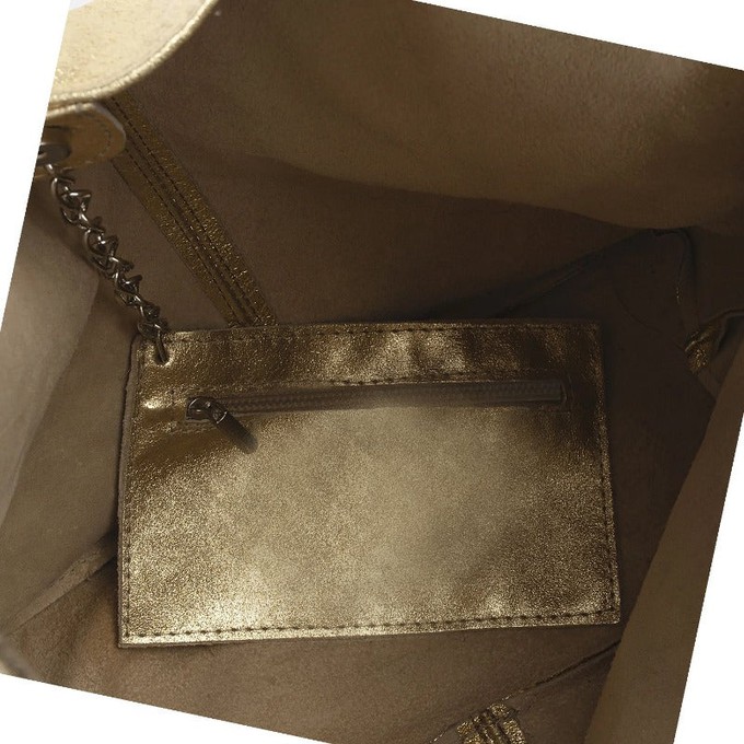 Gold Metallic Leather Hobo Shoulder Bag from Sostter