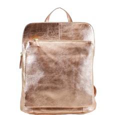 Rose Gold Convertible Metallic Leather Pocket Backpack via Sostter