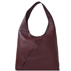 Maroon Zip Leather Shoulder Hobo Bag via Sostter