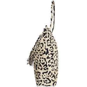 Ivory Animal Print Drawcord Leather Hobo Shoulder Bag from Sostter