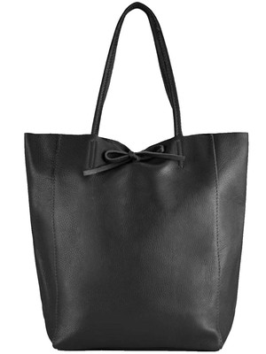 Black Pebbled Leather Tote Shopper | Byxna from Sostter