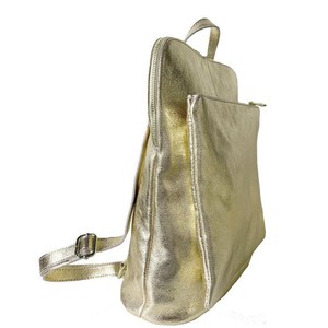 Gold Convertible Metallic Leather Pocket Backpack from Sostter