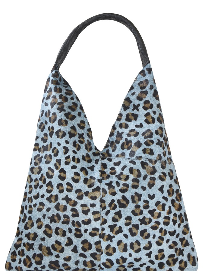 Blue Animal Print Pocket Boho Leather Bag from Sostter