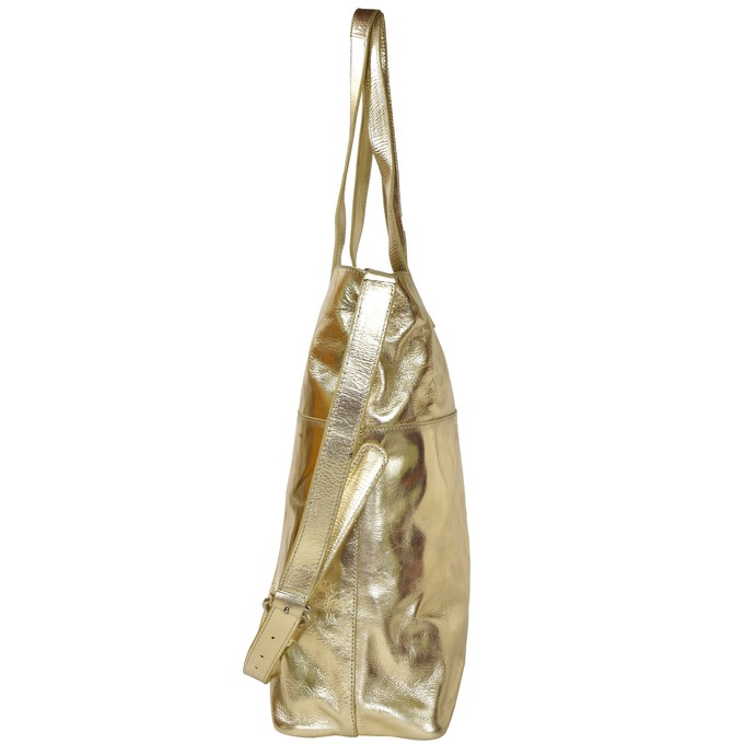 Gold Metallic Leather Tote from Sostter
