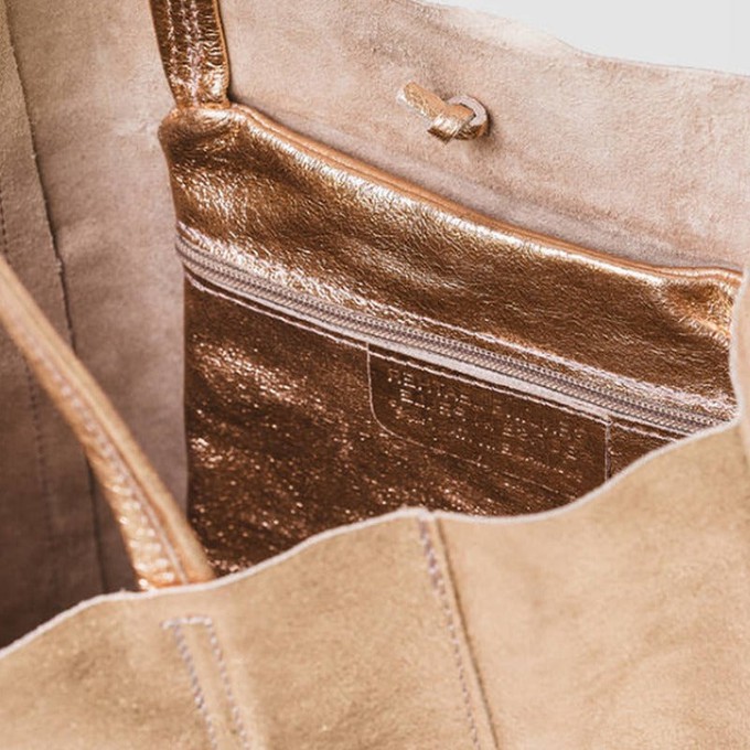 Rose Gold Metallic Leather Tote Shopper Bag from Sostter