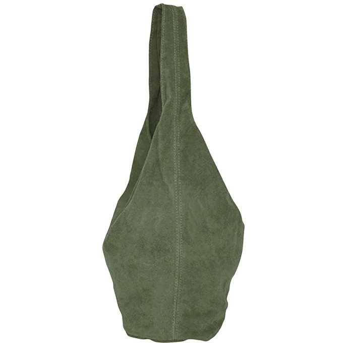 Olive Green Suede Leather Hobo Boho Shoulder Bag from Sostter