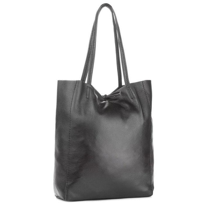 Black Pebbled Leather Tote Shopper | Byxna from Sostter
