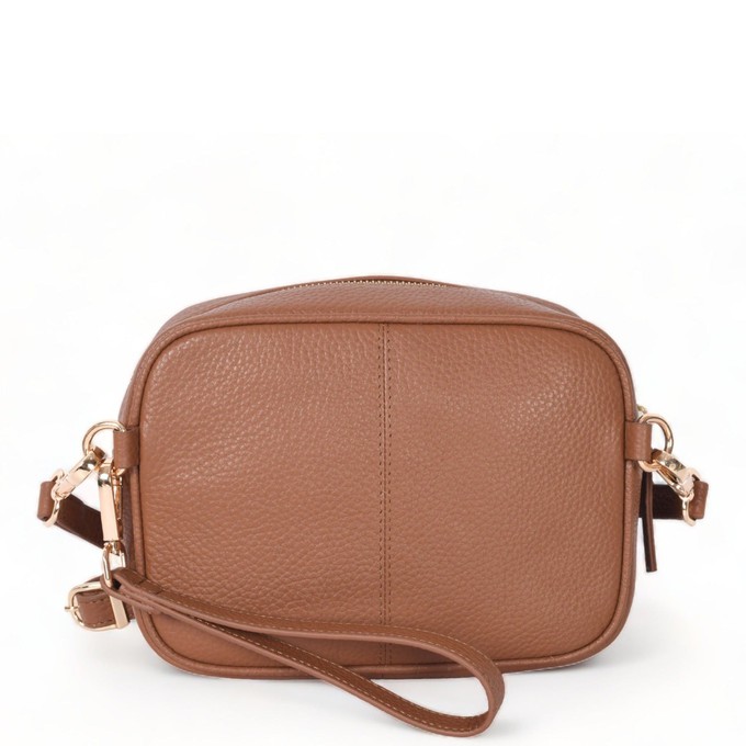 Tan Convertible Leather Crossbody Camera Bag from Sostter
