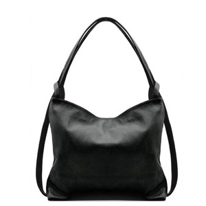 Black Leather Convertible Tote Backpack from Sostter