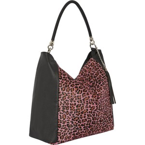 Pink Animal Print Leather Shoulder Bag from Sostter