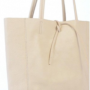 Ivory Pebbled Leather Tote Shopper from Sostter