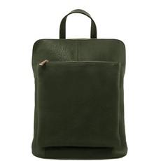 Olive Pebbled Leather Backpack with Adjustable Straps via Sostter