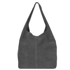 Silver Grey Soft Suede Hobo Shoulder Bag via Sostter
