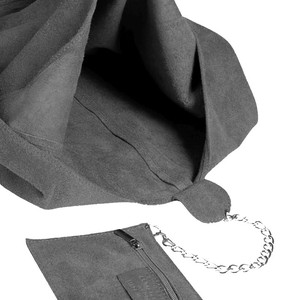 Silver Grey Soft Suede Hobo Shoulder Bag from Sostter
