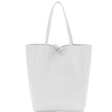 White Pebbled Leather Tote with Inner Pocket via Sostter