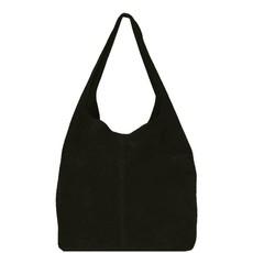 Black Soft Suede Leather Hobo Shoulder Bag | Byiae via Sostter