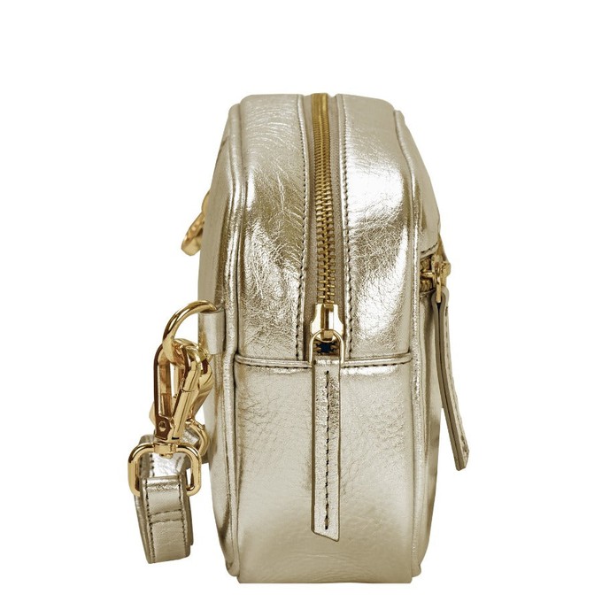 Gold Convertible Leather Crossbody Bag from Sostter