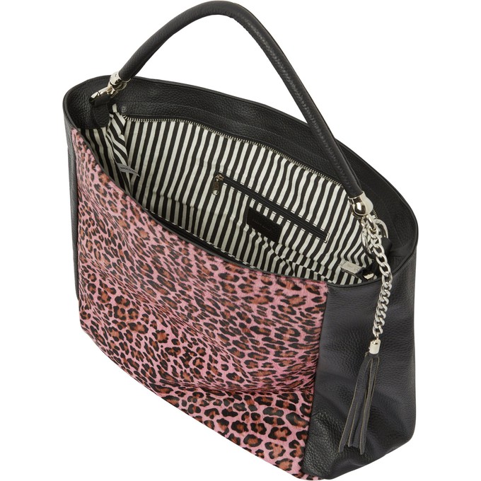 Pink Animal Print Leather Shoulder Bag from Sostter
