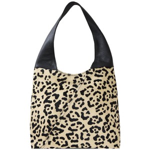 Ivory Leather Animal Print Hobo Bag with Hidden Zipper from Sostter