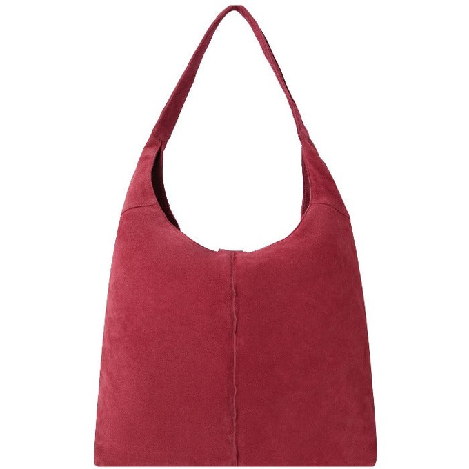 Strawberry Red Soft Suede Hobo Shoulder Bag from Sostter