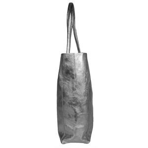 Pewter Metallic Leather Tote Shopper Bag from Sostter