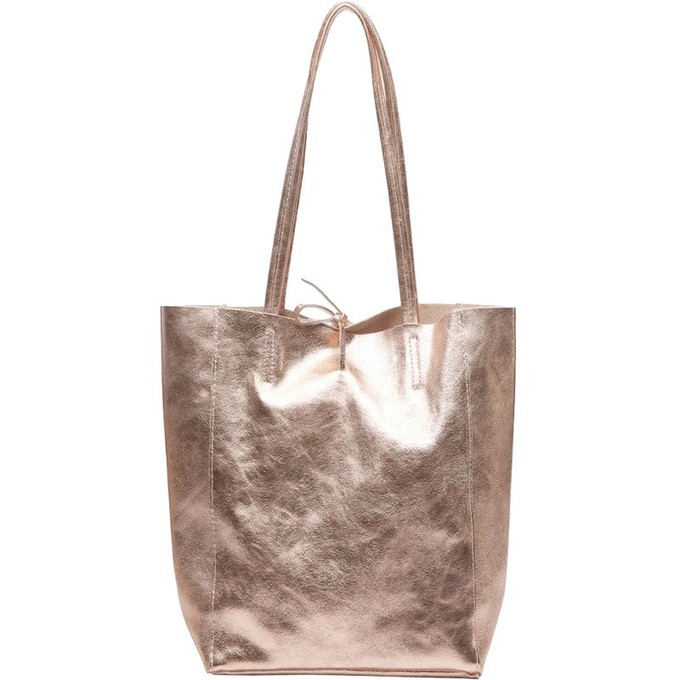Rose Gold Metallic Leather Tote Shopper Bag from Sostter