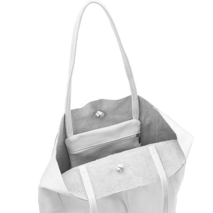 White Pebbled Leather Tote with Inner Pocket from Sostter