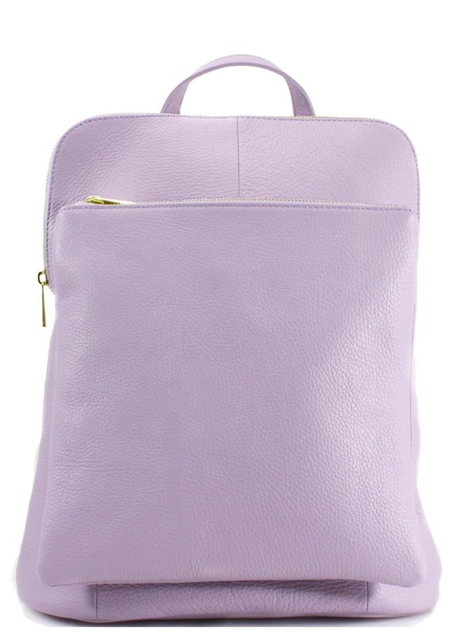 Lilac Soft Pebbled Leather Pocket Backpack from Sostter